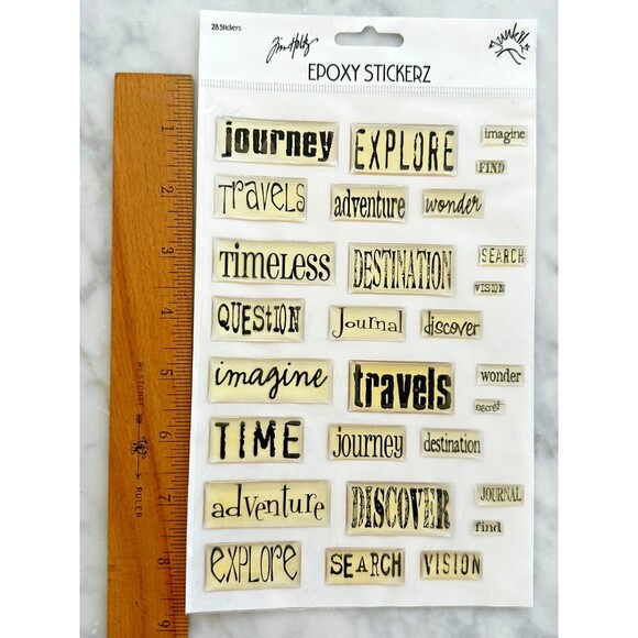 NEW Lot of Scrapbooking Junk Journal Travel Stickers- Tim Holtz Epoxy- 160 pcs - Picture 2 of 16